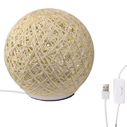 Velador esfera de ratan para usb